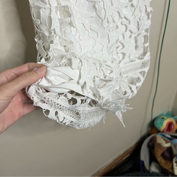 Francesca's White Lace Sheath Dress S Eyelet Floral Feminine Sleeveless Delicate - Picture 5 of 9